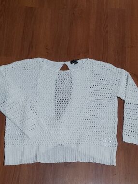 MARBLE White Open Back Knit Sweater Sz LG